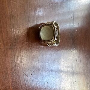 Faceted moonstone Stone Ring with Braided Silver Band